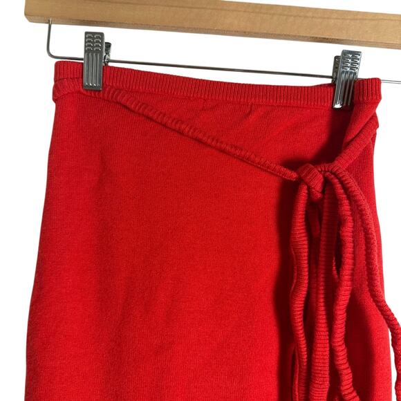 For Love & Lemons Edith Red Cropped Strappy Tie Back Sweater Skirt Set XXS - Picture 15 of 16